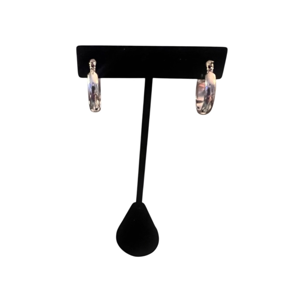 Silver Tone Hoop Earrings, ~1” Drop, Never Worn